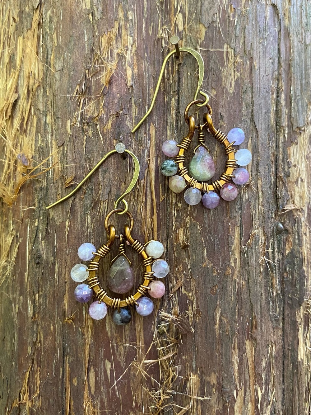 Plum Tourmaline Hoop Earrings
